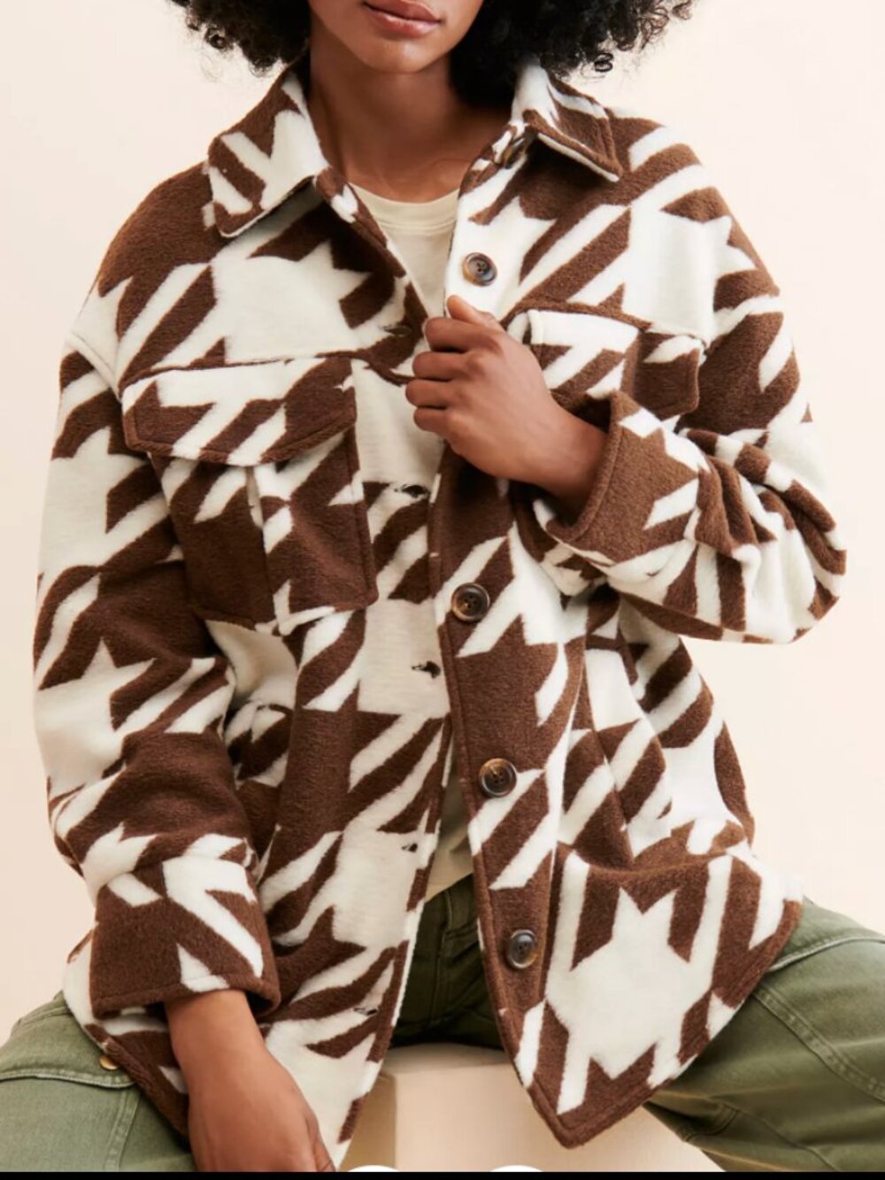 NWT Oversized Native Youth Free People Jerrod Houndstooth Shirt Jacket